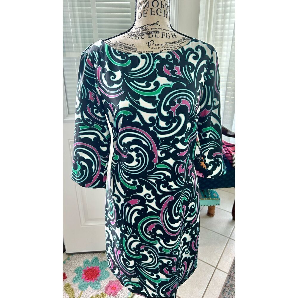Banana Republic Black Pink Green Scroll Swirl Dress
